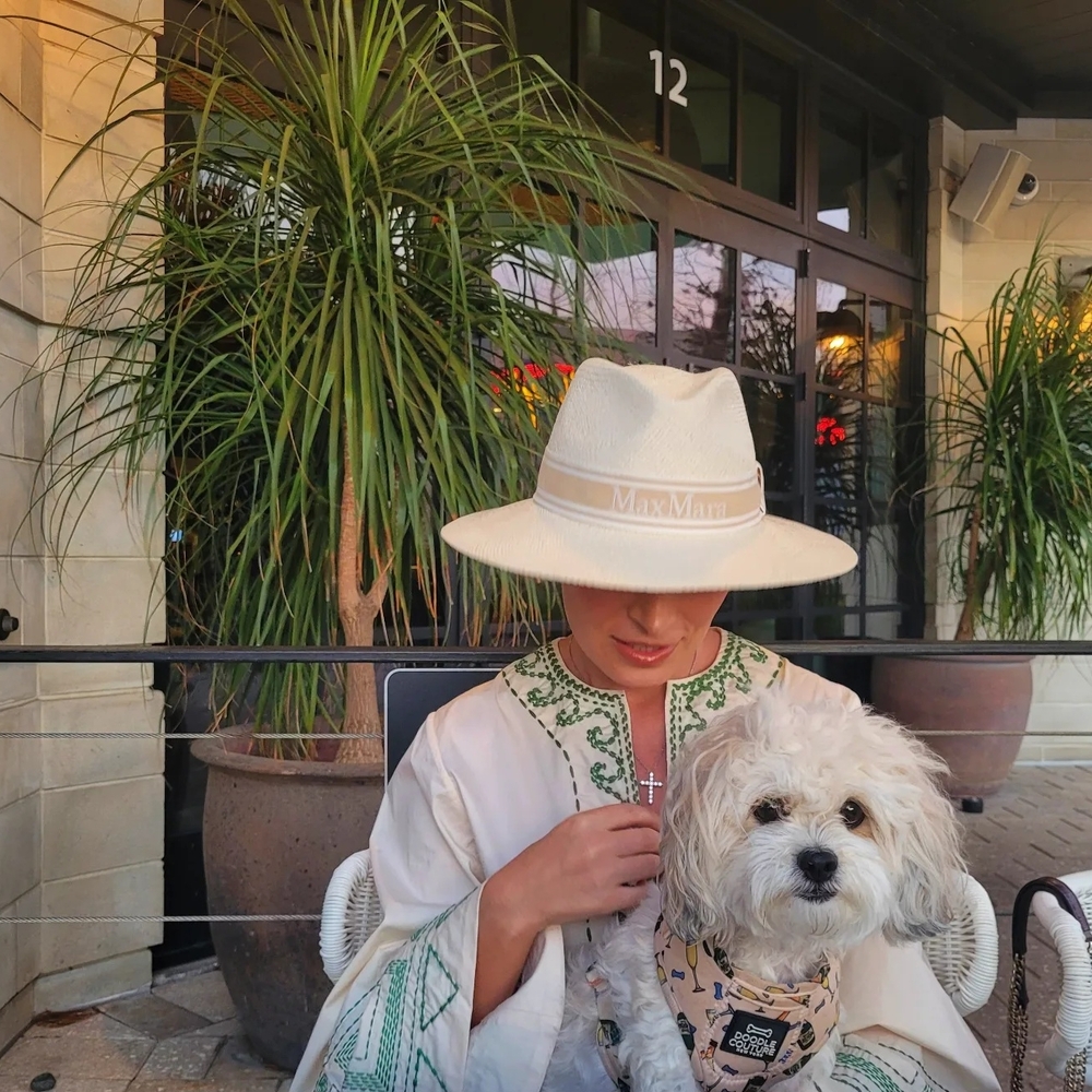 $345 Authentic MaxMara Urago Logo Ribbon Straw Hat in Cream - Picture 3 of 10